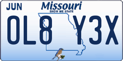 MO license plate OL8Y3X