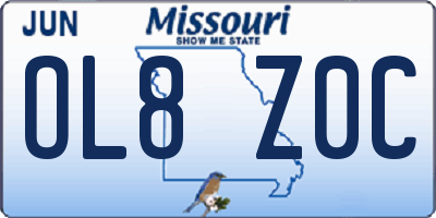 MO license plate OL8Z0C