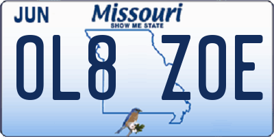 MO license plate OL8Z0E