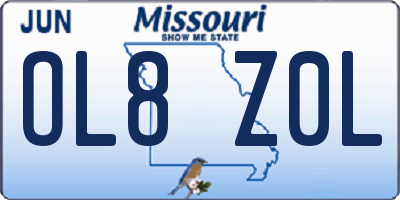 MO license plate OL8Z0L