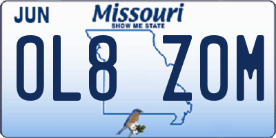 MO license plate OL8Z0M