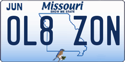 MO license plate OL8Z0N