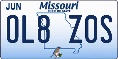 MO license plate OL8Z0S