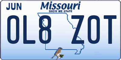 MO license plate OL8Z0T