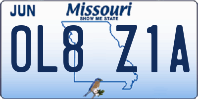MO license plate OL8Z1A