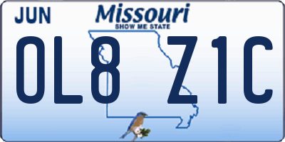 MO license plate OL8Z1C
