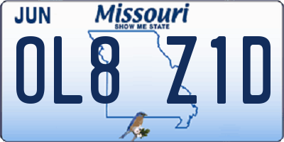 MO license plate OL8Z1D
