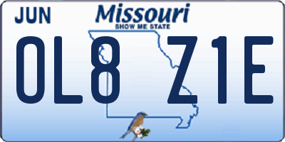 MO license plate OL8Z1E