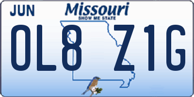 MO license plate OL8Z1G