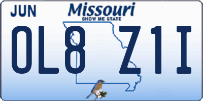 MO license plate OL8Z1I