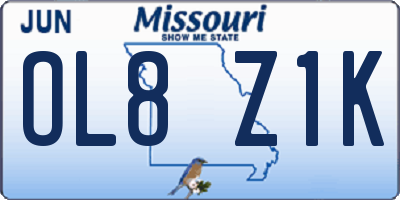 MO license plate OL8Z1K