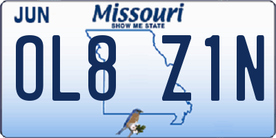 MO license plate OL8Z1N