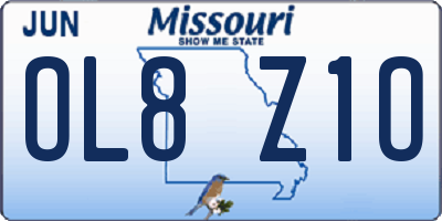 MO license plate OL8Z1O