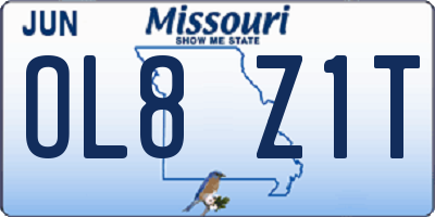 MO license plate OL8Z1T