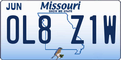 MO license plate OL8Z1W
