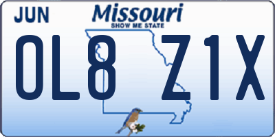 MO license plate OL8Z1X