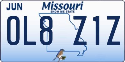 MO license plate OL8Z1Z