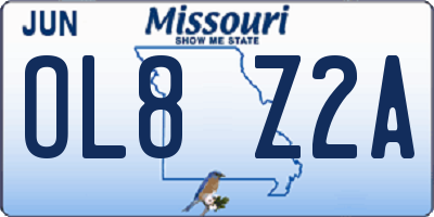 MO license plate OL8Z2A