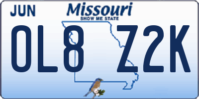 MO license plate OL8Z2K
