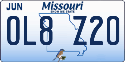 MO license plate OL8Z2O