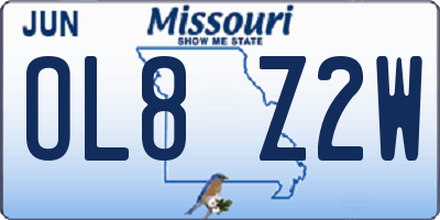 MO license plate OL8Z2W