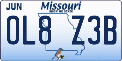 MO license plate OL8Z3B