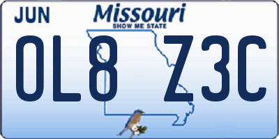 MO license plate OL8Z3C