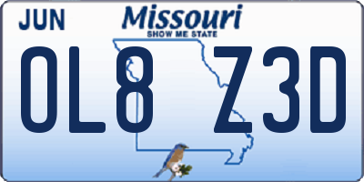 MO license plate OL8Z3D