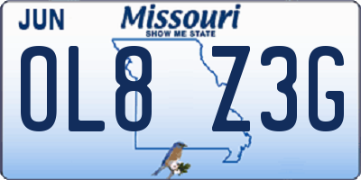MO license plate OL8Z3G