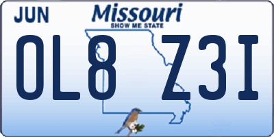 MO license plate OL8Z3I