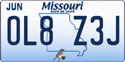 MO license plate OL8Z3J