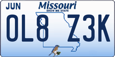 MO license plate OL8Z3K