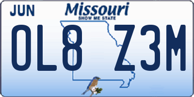 MO license plate OL8Z3M