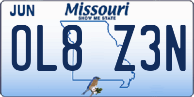 MO license plate OL8Z3N