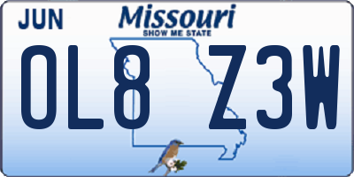 MO license plate OL8Z3W