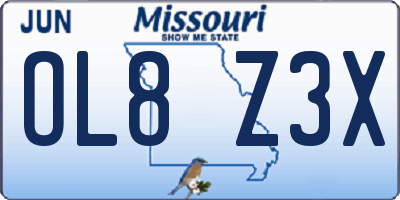 MO license plate OL8Z3X