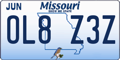 MO license plate OL8Z3Z