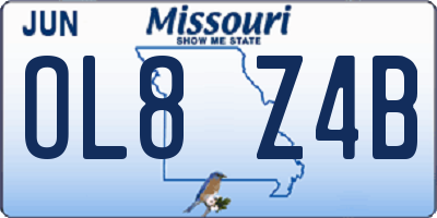 MO license plate OL8Z4B