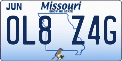 MO license plate OL8Z4G