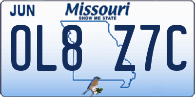 MO license plate OL8Z7C