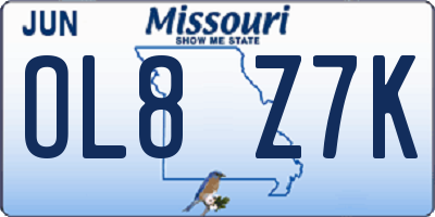 MO license plate OL8Z7K