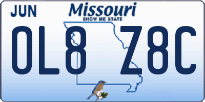 MO license plate OL8Z8C