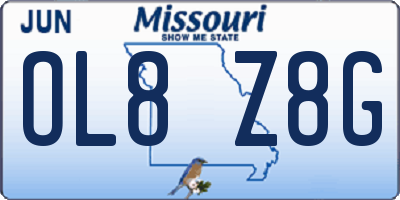 MO license plate OL8Z8G