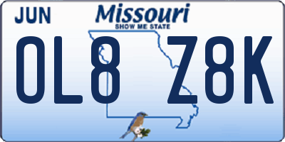 MO license plate OL8Z8K