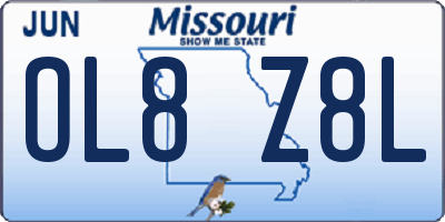 MO license plate OL8Z8L