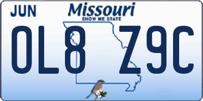 MO license plate OL8Z9C