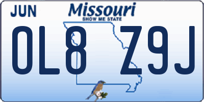MO license plate OL8Z9J