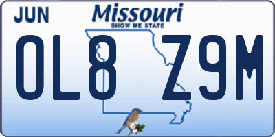 MO license plate OL8Z9M