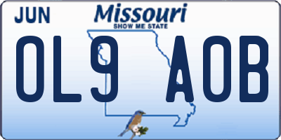 MO license plate OL9A0B