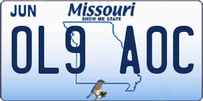 MO license plate OL9A0C